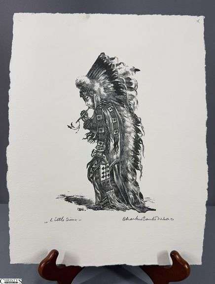 "Little Sioux" and "Buckskin Dancer" Signed Charles Banks Wilson Lithographs - Unframed - 10" x 13" of paper image