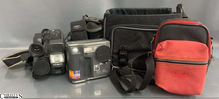 Sony and Minolta Camcorder and Camera - Shows some wear from storage and use image