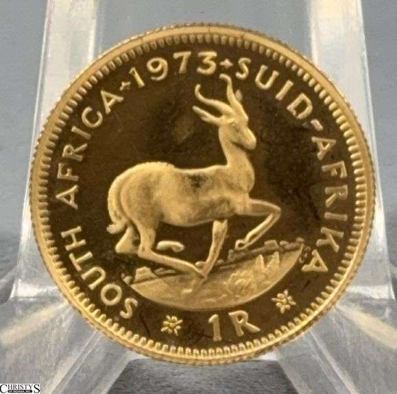1973 South African Gold One Rand Coin image
