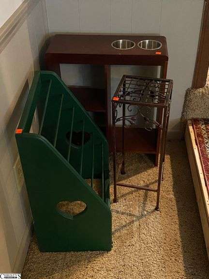 Wooden Magazine Rack, Metal Plant Stand, Small Side Table - 20" x 8" x 24" of largest image