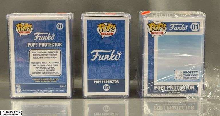 3 Funko Pop Protector Cases, one missing bottom plate image