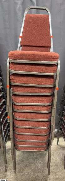 12 Vicro Banquet Chairs - 34" x 17" seat of each - Shows wear/damage from use and storage image