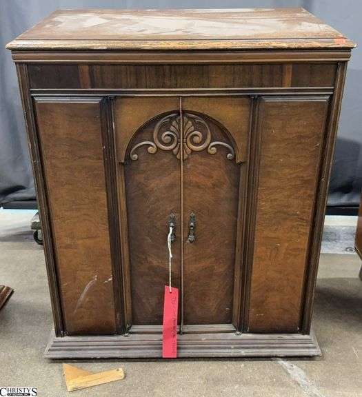 Majestic Phonograph Stand, Needs Repair Wear To Finish and Feet, 28x17x37" Tall image