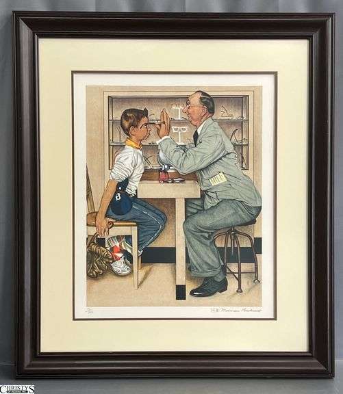 "The Optometrist" Norman Rockwell Lithograph - 172 of 200 - 30.5" x 34.5" of frame