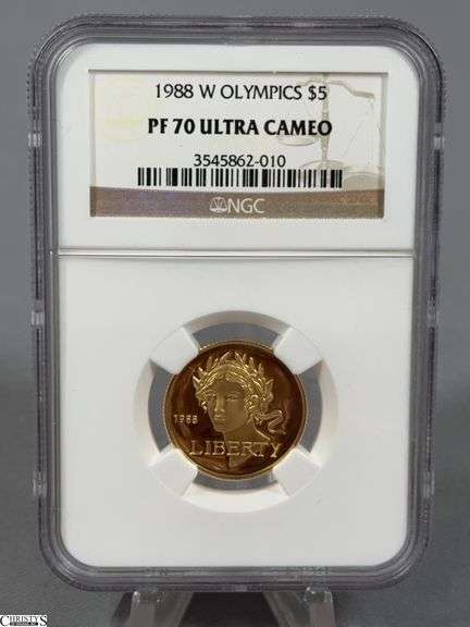 1988 W Olympics $5 Gold Coin PF 70 Ultra Cameo by NGC image