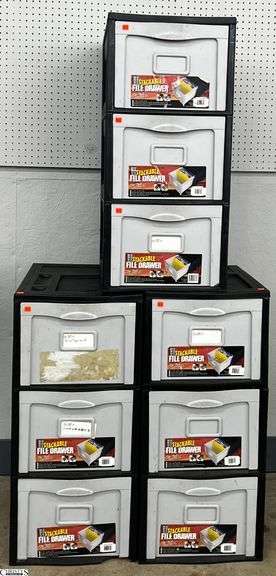3 Plastic Stackable File Drawer - 16" x 21" x 35" of each