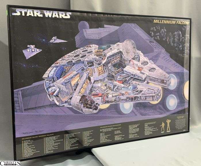 Star Wars Millennium Falcon Framed Technical Blueprint Poster 36x24 image