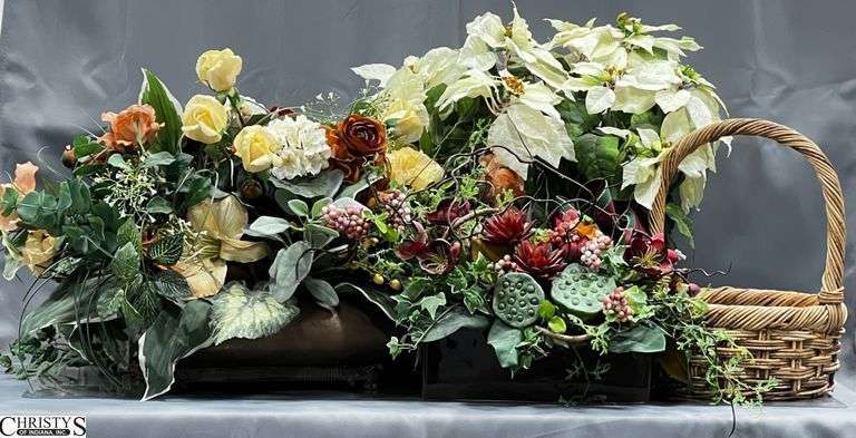 Assorted Artificial Arrangements and Basket - 20" T of largest image