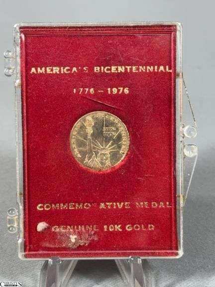 America's Bicentennial 1776-1976 Commemorative Medal Genuine 10K Gold image