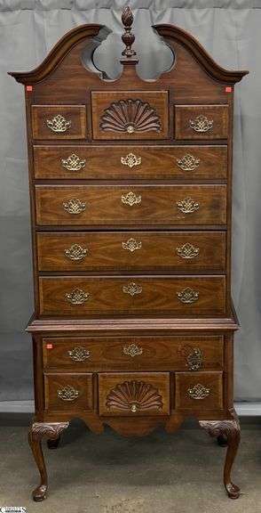 Unique 11 Drawer High Boy - 1pc - 38" x 20" x 84" - some finish wear/scuffing image