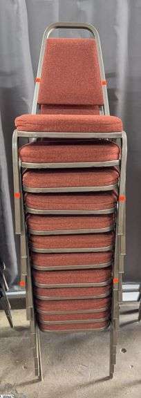 12 Vicro Banquet Chairs - 34" x 17" seat of each - Shows wear/damage from use and storage image