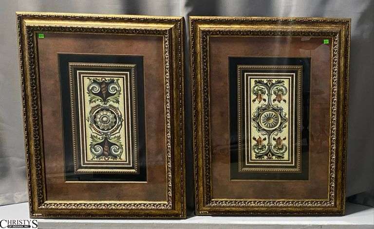 Pair Framed Decorator Wall Plaques - 28" x 36" of frame image