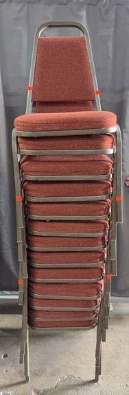 12 Vicro Banquet Chairs - 34" x 17" seat of each - Shows wear/damage from use and storage image