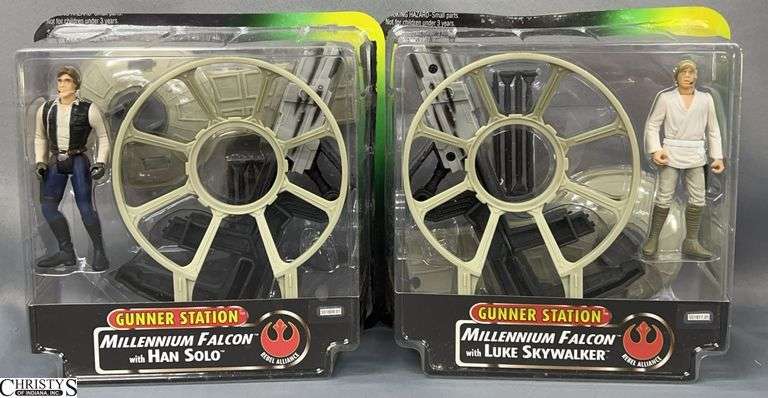 1997 Star Wars Gunner Station Millennium Falcon Action Figures - Luke Skywalker & Han Solo image