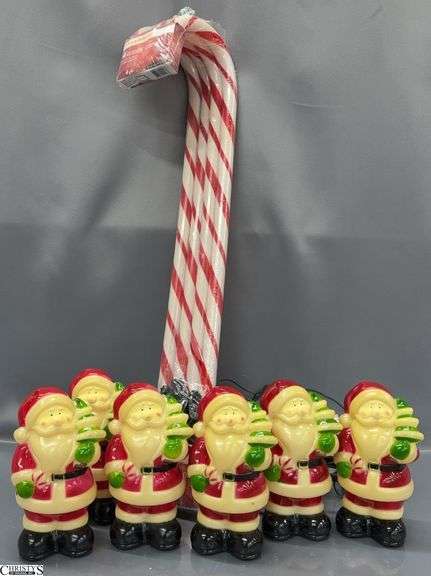 Outdoor Santa and Candy Cane Christmas Lights - 30" of candy cane image