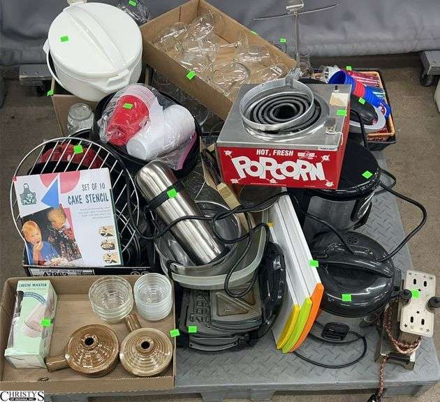 Skid of Small Kitchen Appliances, Wine Glasses, Misc - Shows Wear - SKID NOT INCLUDED image