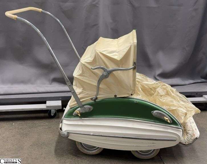 1950's Wisa Gloria Streamline Baby Buggy/Stroller - 46" x 21" x 34" - as sits image