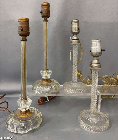 4 Glass Vanity Lamps - 14" to top of socket of tallest image