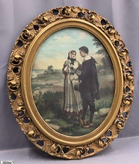 Oval Framed Victorian Figural Portrait - 24" x 27" image