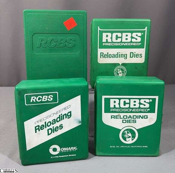 4 RCBS 2-Die Sets in Green Plastic Box- .350 Rem, 7.5 S/R, 300 Win Mag and .338 Federal image