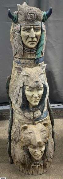Resin Native American Style Totem Pole Outdoor Decor - 48" image