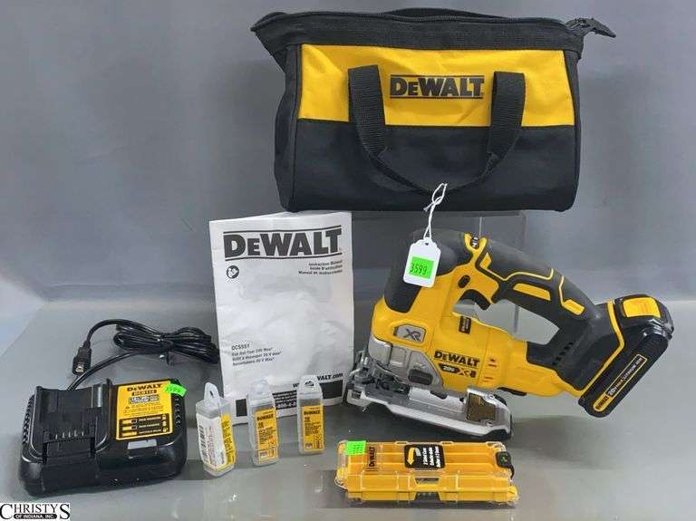 DeWalt Soft Case With 20v Brushless Cordless Variable Speed Jig Saw, DCS334, Battery and Charger image