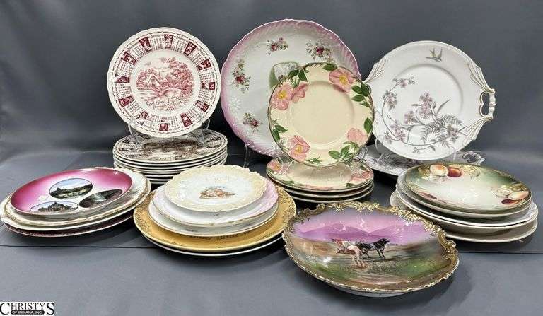 Franciscan Desert Rose, Staffordshire Date Plates, Assorted China Plates - 12" of largest image