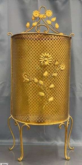 Florentia Italian Gilt Metal Lingerie Hamper - 16" x 10" x 36" image