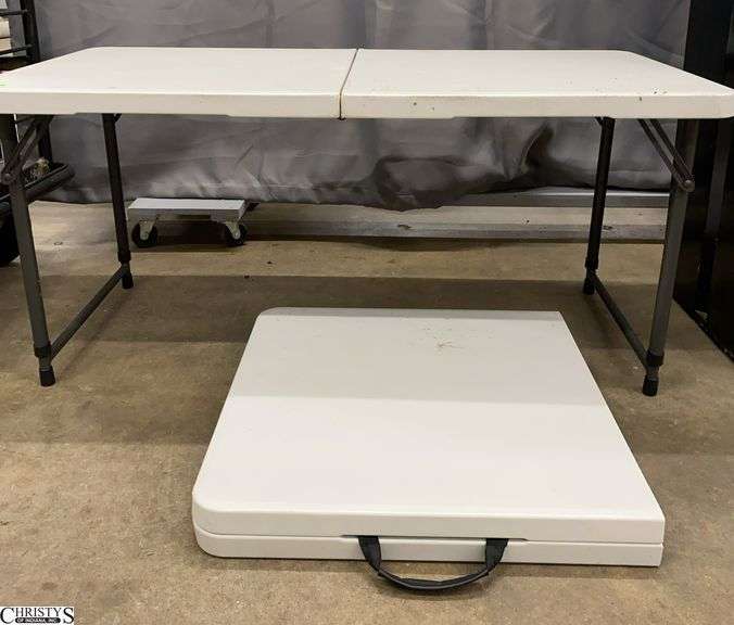 2 Four Foot Folding Tables, Adjustable Height image