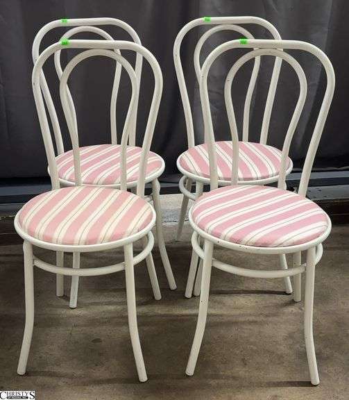 4 Metal Bistro Style Chairs - 33" x 17" seat of each image