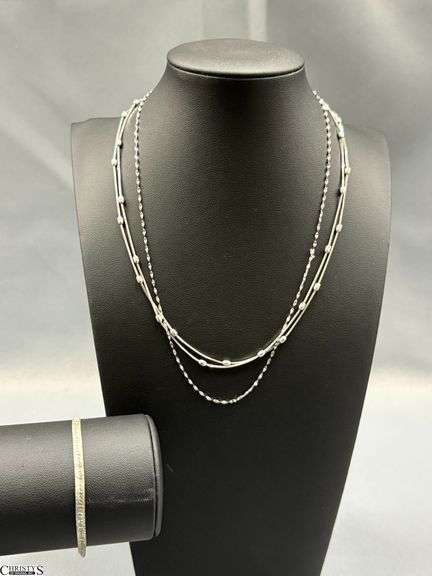 Chain Marked 417 (equivalent to 10K) ALI, a Sterling Chain Necklace and a Sterling "I Love You"  Bracelet image