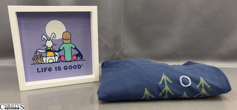 Life Is Good Men's XL Long Sleeve T-Shirt and Decor Sign - 8" x 8" of sign image