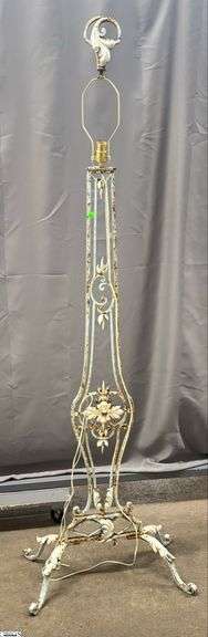 Wrought Iron Patinaed Foliate Floor Lamp - 23" x 73" to top of finial image