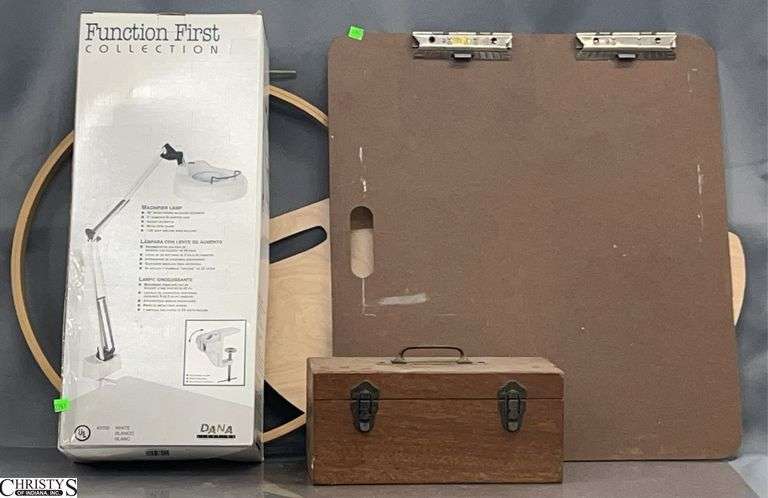 Dana Magnifier Adjustable Lamp, Wooden Sketch Boards, Large Embroidery Hoop, Wooden Tool Box/Art Case - 23" D of hoop image