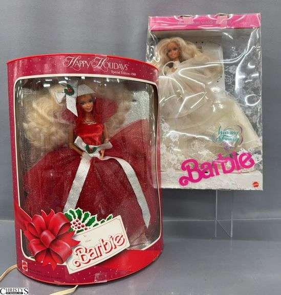 1988 First in Series Holiday Barbie, Box Has Lost Its Adhesive, Slight Bends on Box and Wedding Fantasy Barbie image