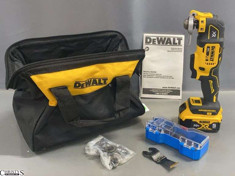 DeWalt 20v Oscillating Saw DCS356 With Battery, Attachment Blades, NO CHARGER PRESENT, In Soft Carry Bag image