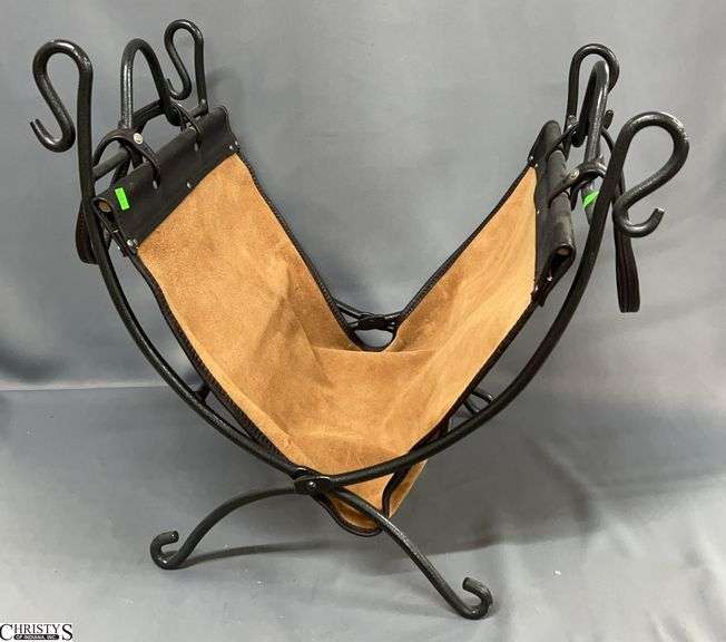 Iron Log Rack With Handled Log Carrier, 23x16x20" image