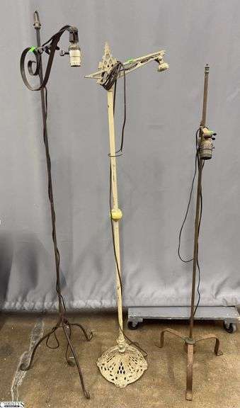 3 Metal Floor Lamps - 60" of tallest - some wear image
