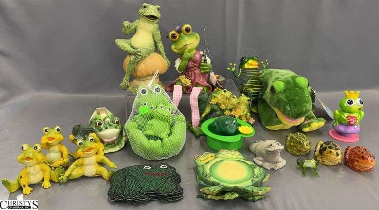 Frog Theme Coasters, Tape Dispenser, Plush, Figurines, Misc - 8" of tallest image