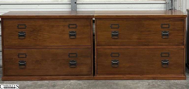 2 Pottery Barn Bedford Two Drawer File Cabinets - 41" x 17" x 29" of each - some wear/scuffing image