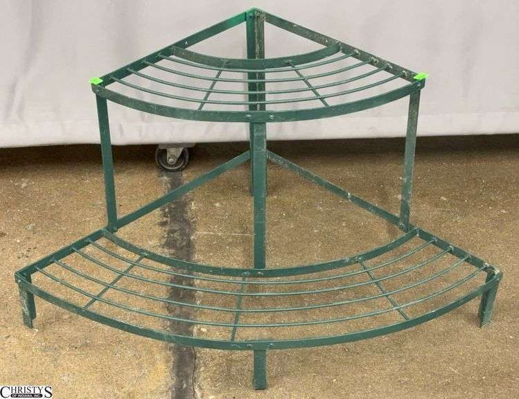 Green Metal Corner 2 Tier Plant Stand - 33" x 24" x 17"  - image