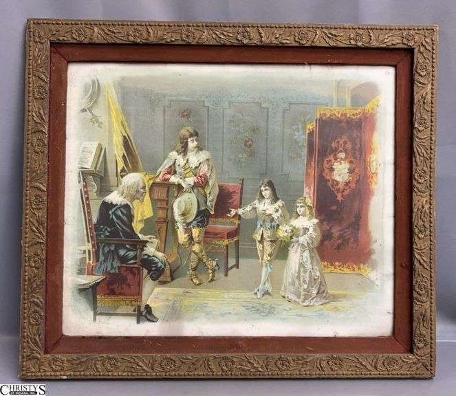 "The Grandfather's Fete" Framed Print after Alexandre-Louis Leloir - 29" x 24" - some wear image