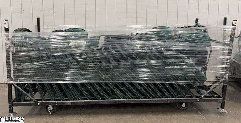 55 Green Padded Chairs Approx With Rack On Wheels image