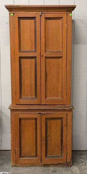 Primitive Cupboard - 34" x 16" x 78" - some wear/damaged wood - loose frame image