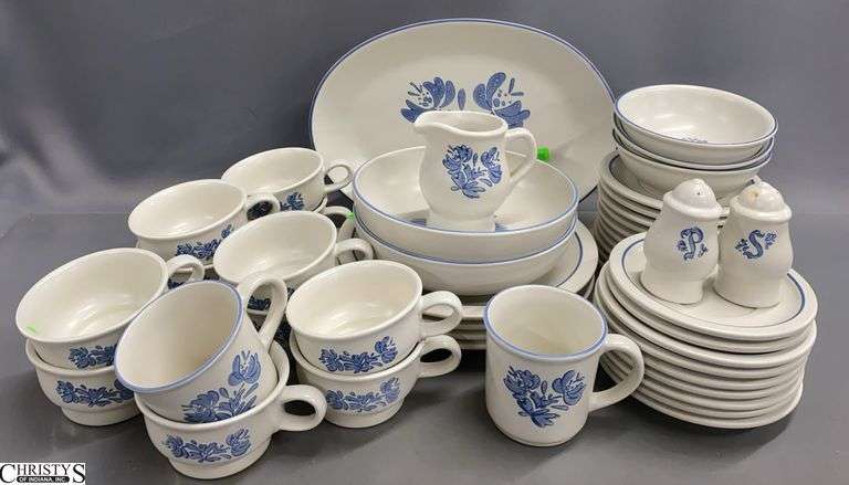 Pfaltzgraff Yorktown Dishes, Some Chips, Oval Platter and Veg Bowls, Dinner Plate 10" image