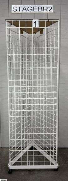 White Wire Triangular Display Tower 26"x22"x76" Tall As Stands image