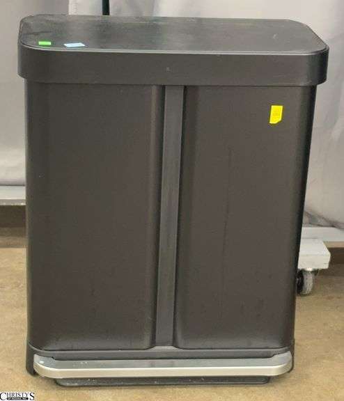 Simplehuman Dual Compartment Step Trash Can - 22" x 12" x 26" - has denting on side image