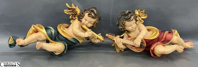 2 Holzschnitzerei Cherub Woodcarvings Salzburg - 12" of each image