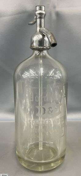 Early Domont's Seltzer Water Indianapolis, IN Etched Glass Bottle - 12" T image