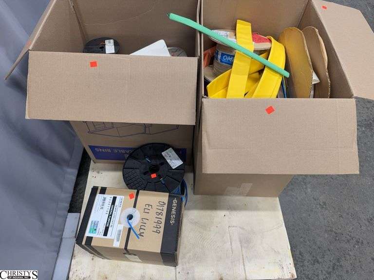 Skid With Data and Other Wire and Heat Shrink, Wooden Skid Included image